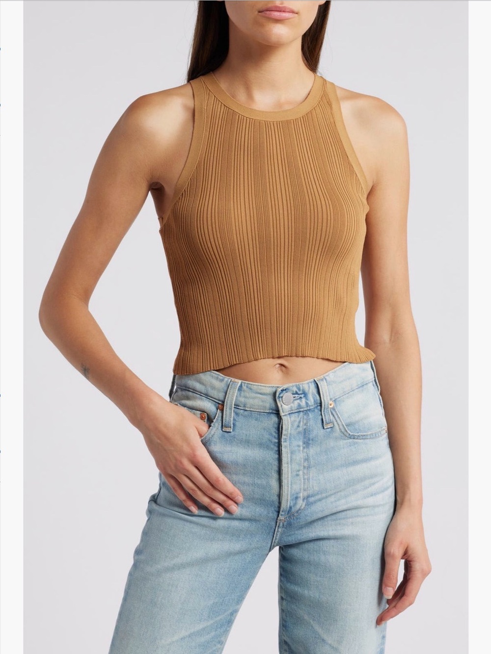 Good American ribbed crop tank canyon tan NWT size XL - Picture 1 of 7